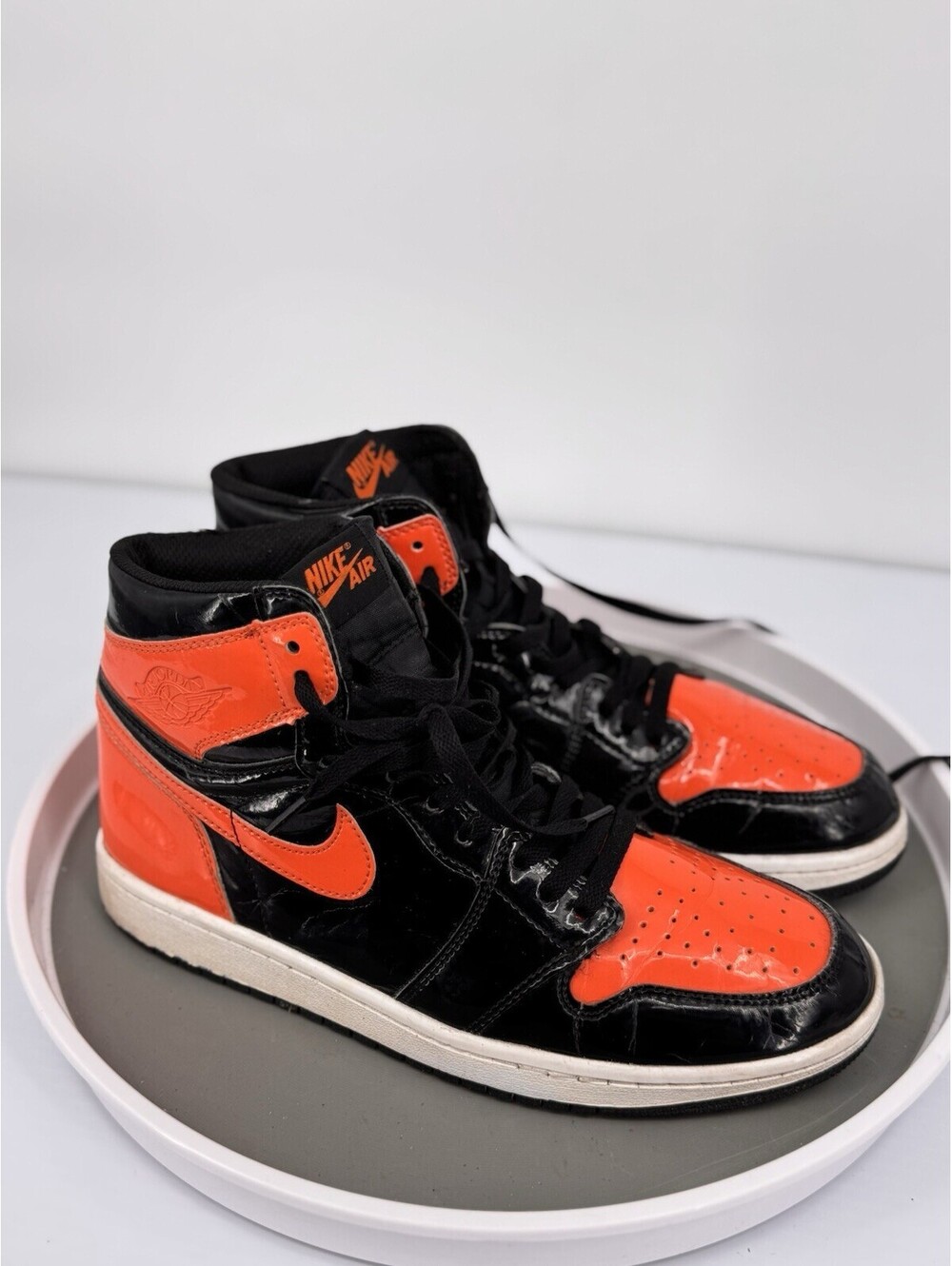 Nike Air Jordan 1 Mid Turf Orange Patent Leather Black AV3905-041 Men’s 9.5